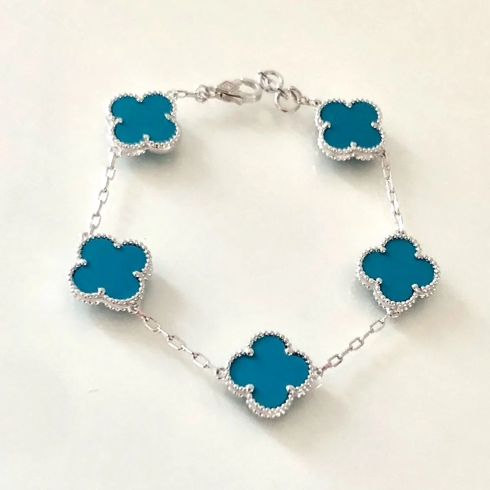 Turquoise Quatrefoil Clover 5 motifs Bracelet